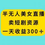 半无人美女直播，卖短剧资源，一天收益300+【揭秘】