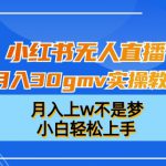 小红书无人直播月入30gmv实操教学，月入上w不是梦，小白轻松上手【揭秘】