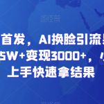 全网独创首发，AI换脸引流男粉，单日涨粉1.5W+变现3000+，小白也能上手快速拿结果【揭秘】