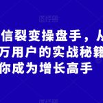 企业微信裂变操盘手，从0裂变100万用户的实战秘籍，让你成为增长高手