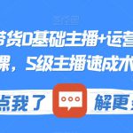 最新直播带货0基础主播+运营系统实操课，S级主播速成术