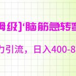 保姆级脑筋急转弯3.0，暴力引流，日入400-800+【揭秘】