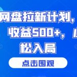 2024网盘拉新计划，每天1小时，收益500+，小白轻松入局【揭秘】