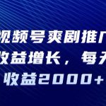 2024视频号爽剧推广，肉眼可见的收益增长，每天几分钟收益2000+【揭秘】