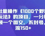 快手批量操作《1000个野路子信息差玩法》的项目，一分钟做一个视频一个图文，不封号，日引流150+【揭秘】