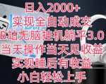 日入2000+，实现全自动成交，B站无脑挂机躺平3.0，当天操作当天见收益，实现睡后有收益【揭秘】