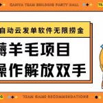 最新薅羊毛项目通过全自动云发单软件在羊毛平台无限捞金日入200+【揭秘】