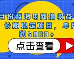 4月份蓝海电商撸收益技术，长期稳定项目，单月利润5000+【揭秘】