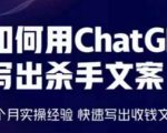 如何用ChatGPT写出杀手文案，6个月实操经验，快速写出收钱文案