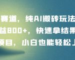 冷门赛道，纯AI搬砖玩法，单日收益800+，快速拿结果，长期项目，小白也能轻松上手【揭秘】