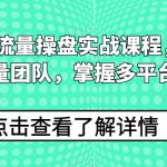 2024线上流量操盘实战课程，搭建高人效流量团队，掌握多平台流量