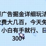 小红薯广告掘金详细玩法，外面收费大几百，小白有手就行，日入300+【揭秘】