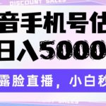 抖音手机号估值，日入5000+，不露脸直播，小白秒上手【揭秘】