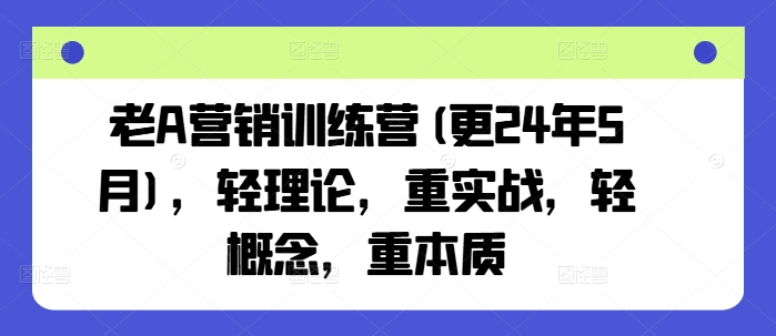 老A营销训练营(更24年6月)，轻理论，重实战，轻概念，重本质-全网创业项目资源库