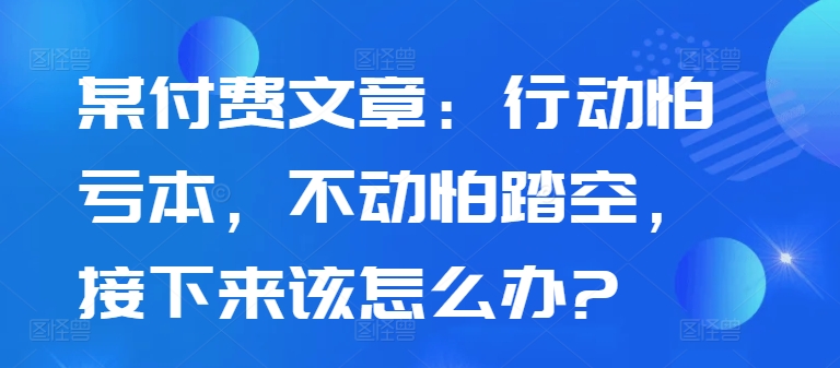 某付费文章：行动怕亏本，不动怕踏空，接下来该怎么办?-全网创业项目资源库
