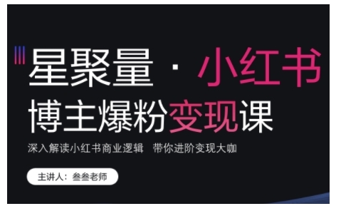 小红书博主爆粉变现课，深入解读小红书商业逻辑，带你进阶变现大咖-全网创业项目资源库