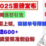 2025重磅发布：小红书直播间连怼引流，无需连麦、无需上镜，突破单号限制，暴力日引流600+