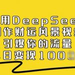 利用DeepSeek制作财运风景视频，引爆你的流量，单日变现多张
