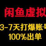 闲鱼虚拟详解，3-7天打爆账号，100%出单