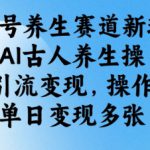 视频号养生赛道新玩法，AI古人养生操，疯狂引流变现，操作简单，单日变现多张
