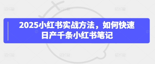 2025小红书实战方法，如何快速日产千条小红书笔记-全网创业项目资源库