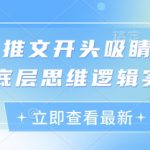 小说推文开头吸睛文案的底层思维逻辑实操