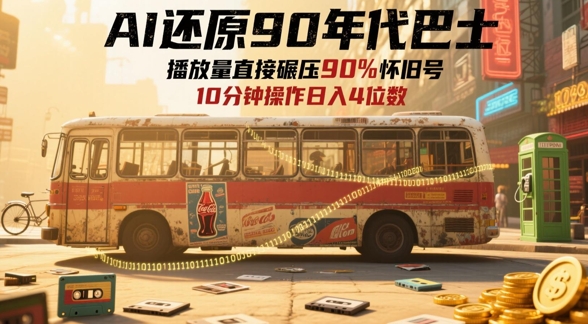 AI还原90年代巴士，一帧就让70后泪崩，播放量直接碾压90%怀旧号，每天操作十分钟，日入四位数-林文副业站