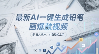 最新AI一键生成铅笔画爆款视频，多平台分发，日 入1k+，小白轻松上手【揭秘】-林文副业站