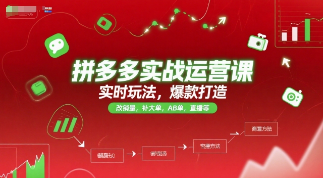 拼多多实战运营课，实时玩法，爆款打造，改销量，补大单，AB单，直播等（更新2025月）-林文副业站