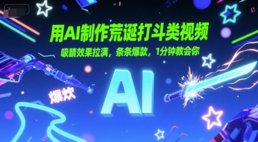 用AI制作荒诞打斗类视频，吸睛效果拉满，条条爆款，1分钟教会你-林文副业站