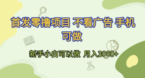 首发零撸项目 不看广告 手机可做 新手小白可以做  月入3k+【揭秘】-林文副业站