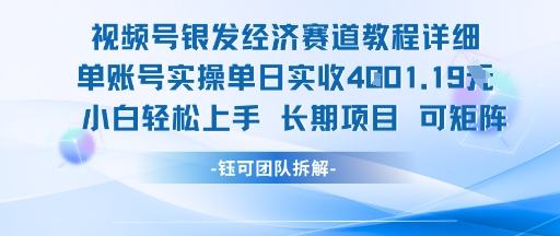 视频号银发经济赛道单账号实操单日实收1k+，小白轻松上手长期项目-林文副业站