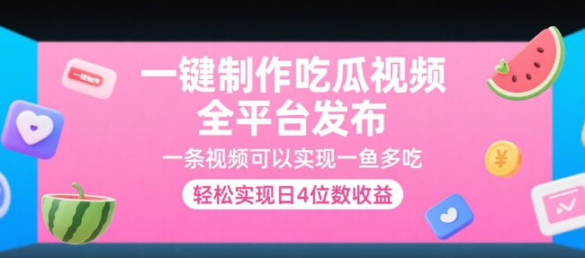 一键制作吃瓜视频，全平台发布，一条视频可以实现一鱼多吃，轻松实现日4位数收益【揭秘】-林文副业站