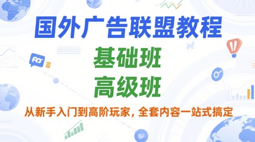 国外广告联盟教程，基础班和高级班，从新手入门到高阶玩家，全套内容一站式搞定-林文副业站