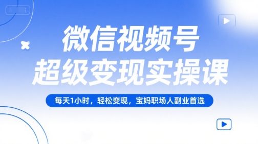 微信视频号超级变现实操课，每天1小时，轻松变现，宝妈职场人副业首选-林文副业站