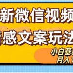 微信视频号情感文案最新玩法，小白轻松月入1万+无脑搬运【揭秘】