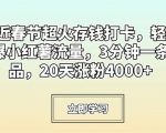 临近春节超火存钱打卡，轻松引爆小红薯流量，3分钟一条作品，20天涨粉4000+【揭秘】