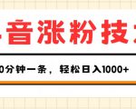 抖音涨粉技术，1个视频涨500粉，10分钟一个，3种变现方式，轻松日入1K+【揭秘】