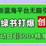 最新蓝海平台无脑引流，小绿书打爆创业圈，全自动日引500+精准创业粉