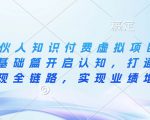 IP合伙人知识付费虚拟项目，从思维基础篇开启认知，打通商业变现全链路，实现业绩增长