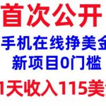 在线挣美金新项目，0门槛，1天收入115美刀，无脑操作，真正被动收入