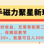 快手磁力新玩法，可查询实时收益，单机30+，批量可日入3到5张【揭秘】