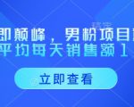 重回即颠峰，男粉项目重磅回归，平均每天销售额1-4W