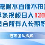 不露脸不直播不拍摄抖音单条视频日入1k+这个项目适合所有人长期积累的项目