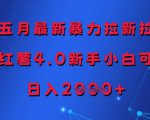 五月最新暴力拉新拉，小红薯4.0新手小白可做，日入多张