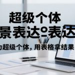 超级个体全景表达课，成为超级个体，用表格拿结果