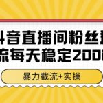 抖音直播间粉丝群暴力截流，一台电脑每天稳定2000条数据，暴力截流+实操 【揭秘】