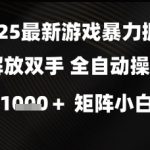 2025最新游戏暴力掘金解放双手，全自动操作，日入1k+矩阵，小白可玩【揭秘】