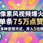 3分钟做出孤独感拉满的素风插画视频，单条点赞75W，谁发谁火系列，多种变现方式，月入5位数