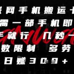 互联网手机搬运卡密，只需一部手机即可，有手就行，几秒一单，无次数限制，多劳多得，日入3张【揭秘】